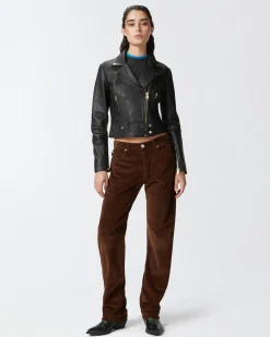 Vêtements D'extérieur|PINKO Blouson De Motard En Cuir Nappa Noir Limousine