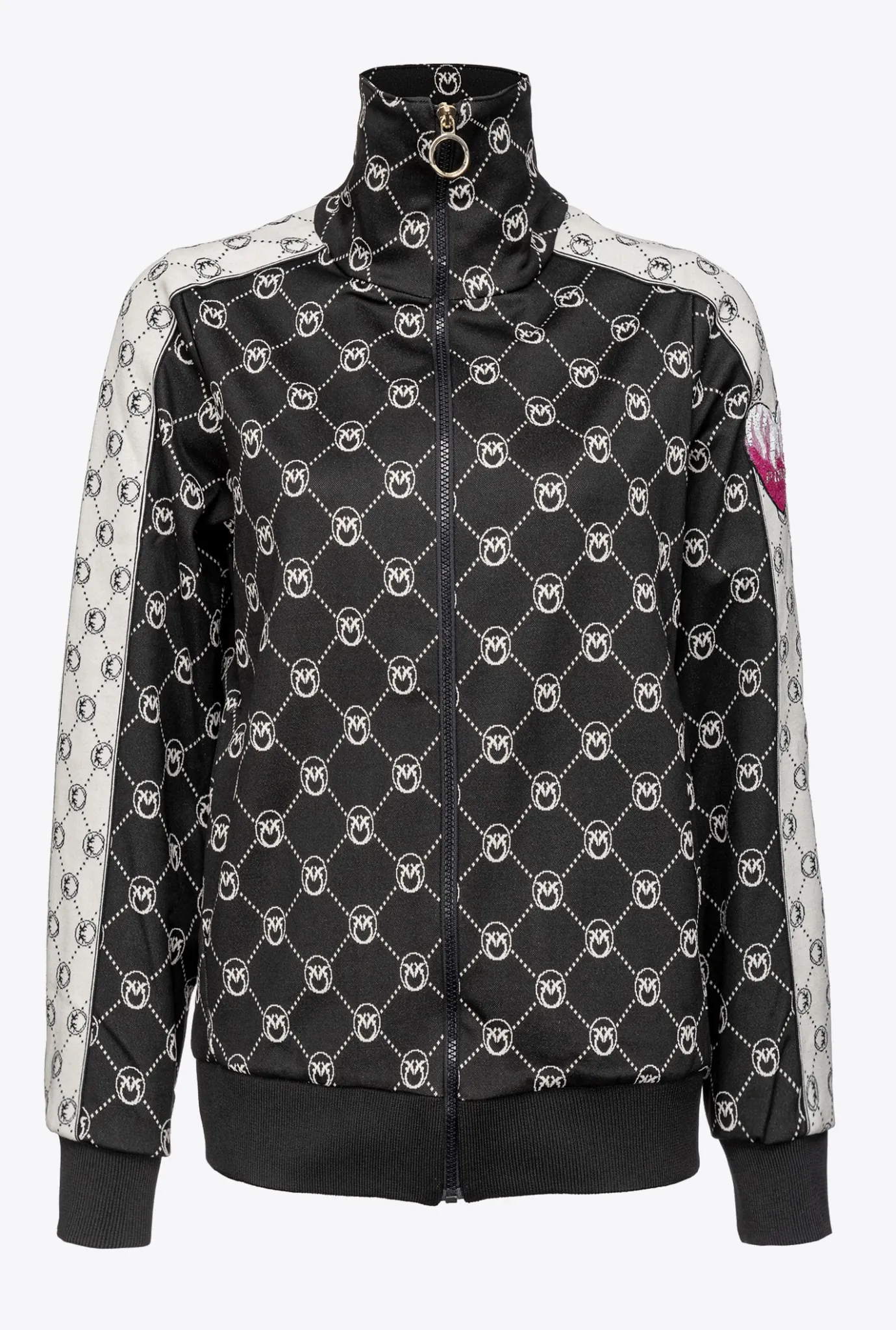 Pièces En Maille|PINKO Blouson En Maille Jacquard Monogram Noir/Ecru