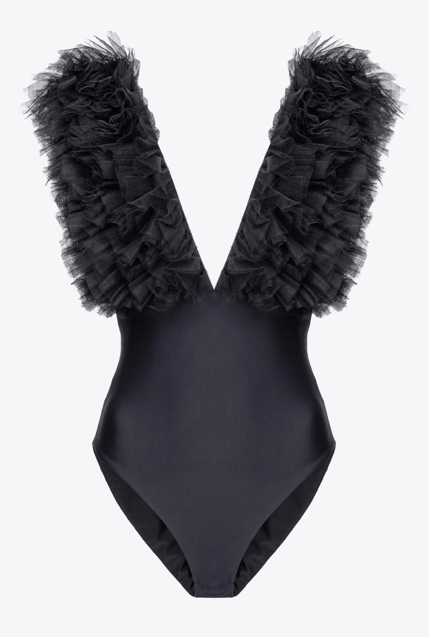 Tailleurs Et Ensembles|PINKO Body A Bretelles En Tulle Noir Limousine