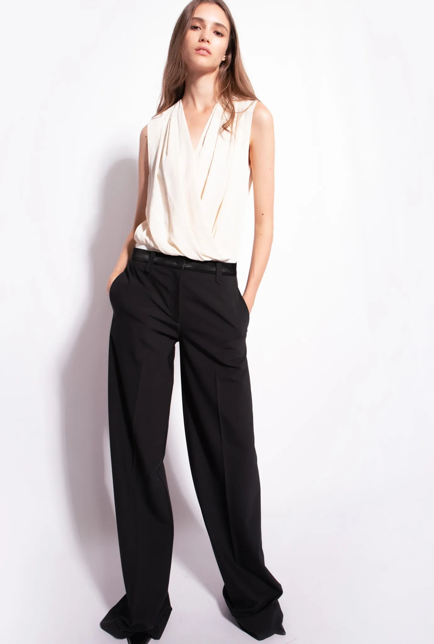 Topwear|PINKO Body Croise En Jacquard Rose Fume Blanc