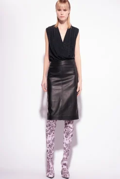 Topwear|PINKO Body Croise En Jacquard Noir Limousine