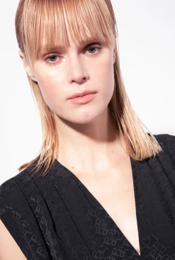 Topwear|PINKO Body Croise En Jacquard Noir Limousine