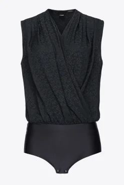 Topwear|PINKO Body Croise En Jacquard Noir Limousine