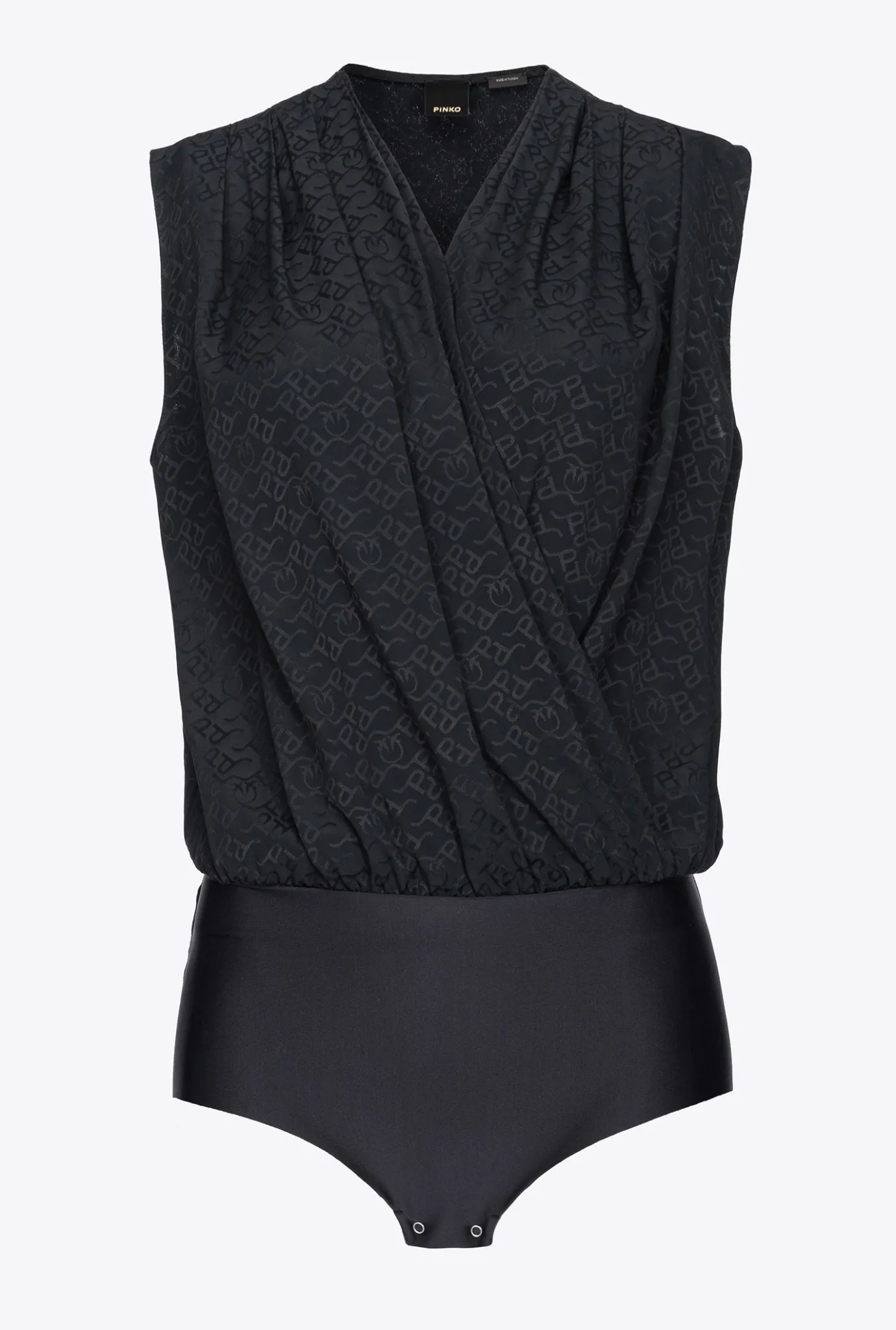 Topwear|PINKO Body Croise En Jacquard Noir Limousine