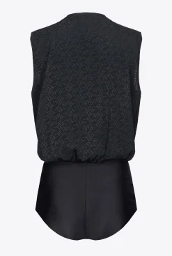 Topwear|PINKO Body Croise En Jacquard Noir Limousine
