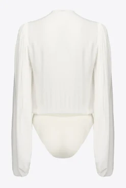 Chemises Et Blouses|PINKO Body Croise En Soie Melangee Blanc Nimbus