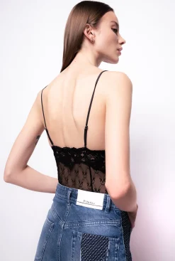 Topwear|PINKO Body Decollete En Dentelle Noir Limousine