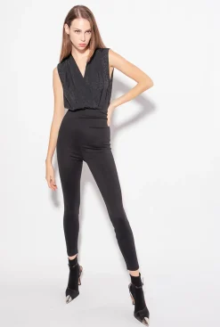 Topwear|PINKO Body Ines 12 En Crepe De Chine Jacquard A Logo Noir Limousine