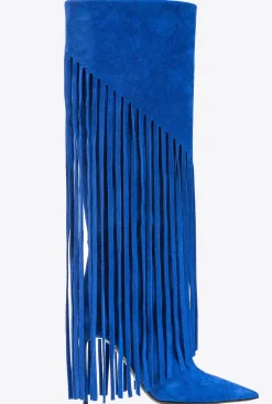 Chaussures|PINKO Bottes En Daim A Franges Bleu Clematite