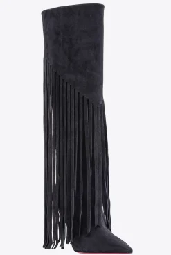 Chaussures|PINKO Bottes En Daim A Franges Noir Limousine