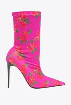 Chaussures|PINKO Bottines En Maille Imprimee Mult. Fuchsia/Rouge