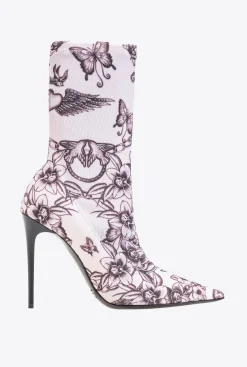 Chaussures|PINKO Bottines En Maille Imprimee Chair/Noir