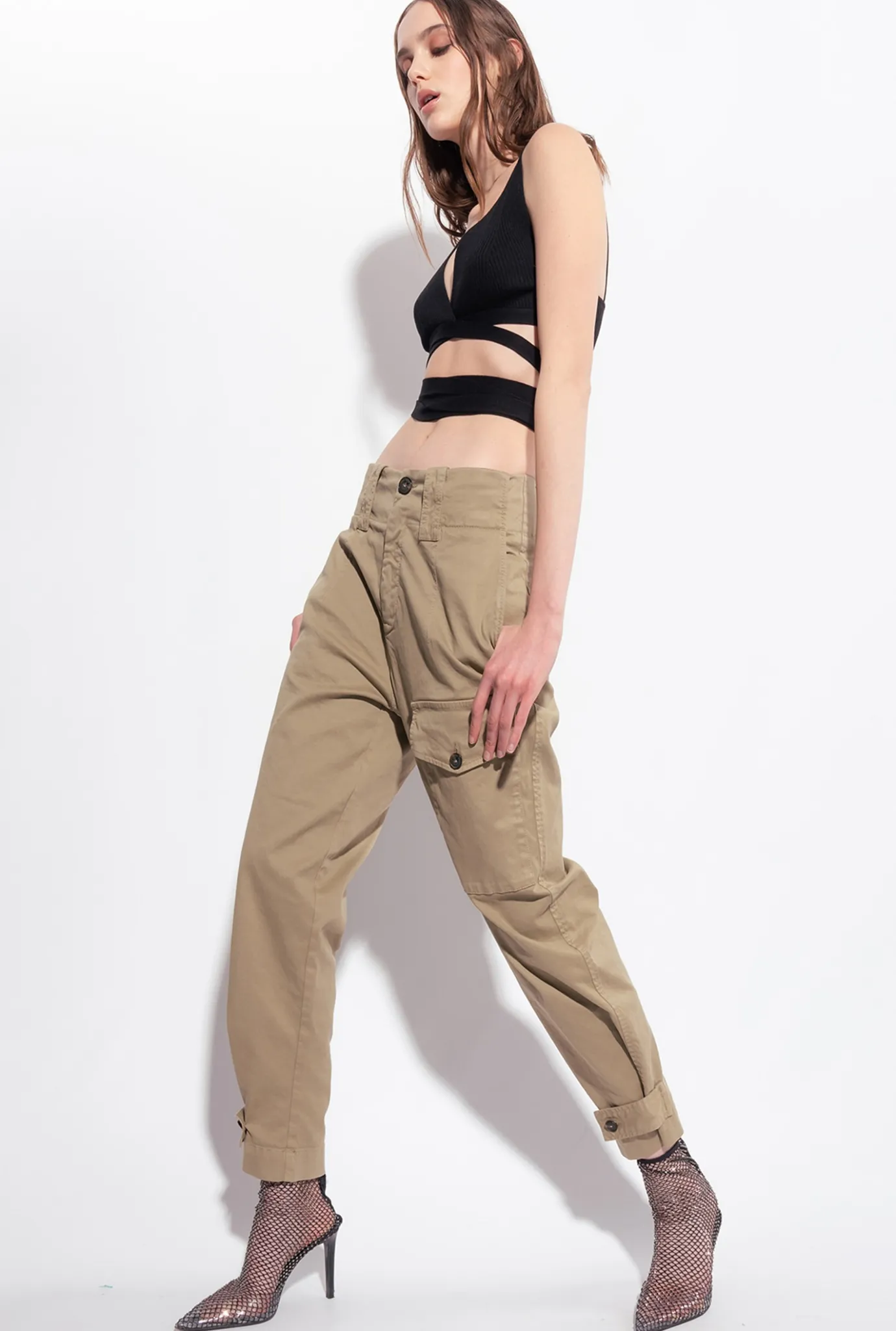 Topwear|PINKO Bralette En Maille Cotelee Noir Limousine