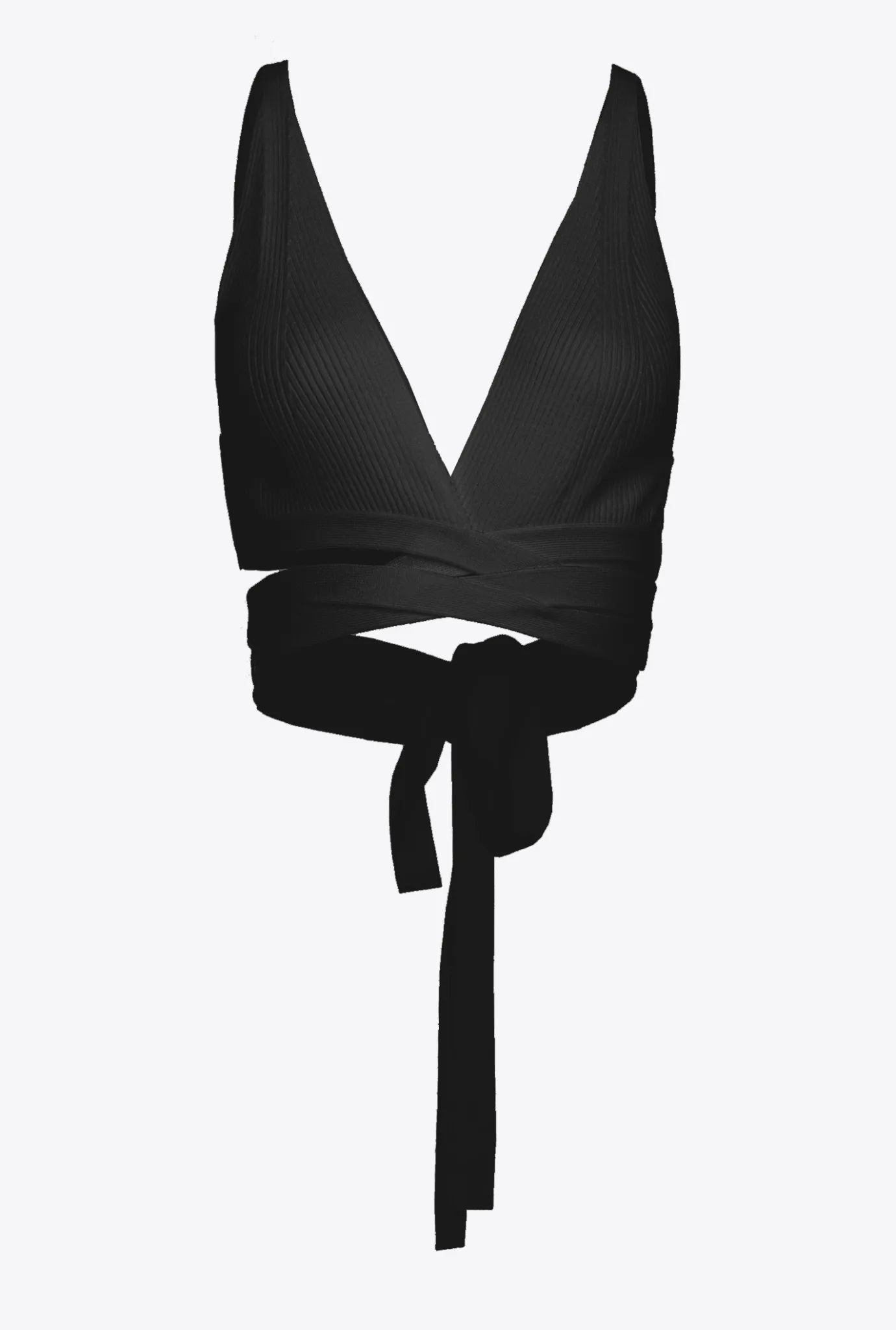 Topwear|PINKO Bralette En Maille Cotelee Noir Limousine