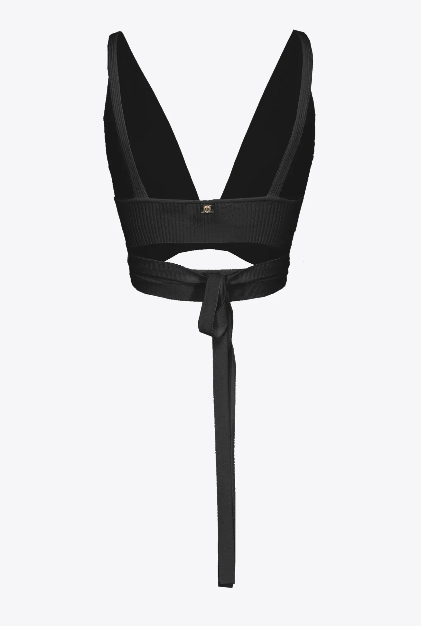 Topwear|PINKO Bralette En Maille Cotelee Noir Limousine