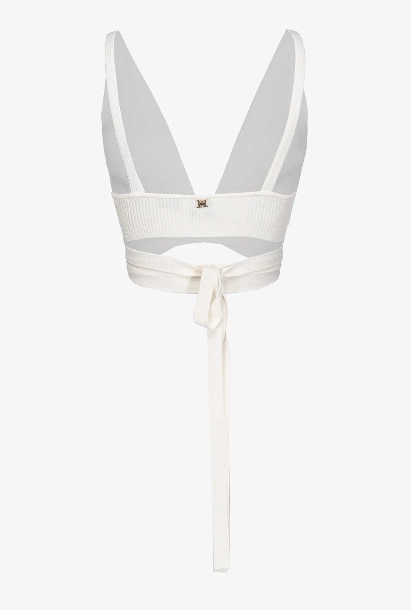 Topwear|PINKO Bralette En Maille Cotelee Blanc Soie