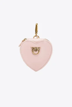 Maroquinerie|PINKO Breloque Coeur Avec Miroir Rose/Rose Poudre-Or Antique