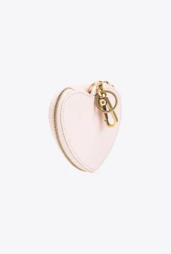 Maroquinerie|PINKO Breloque Coeur Avec Miroir Rose/Rose Poudre-Or Antique