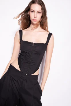 Topwear|PINKO Bustier En Popeline Noir Limousine
