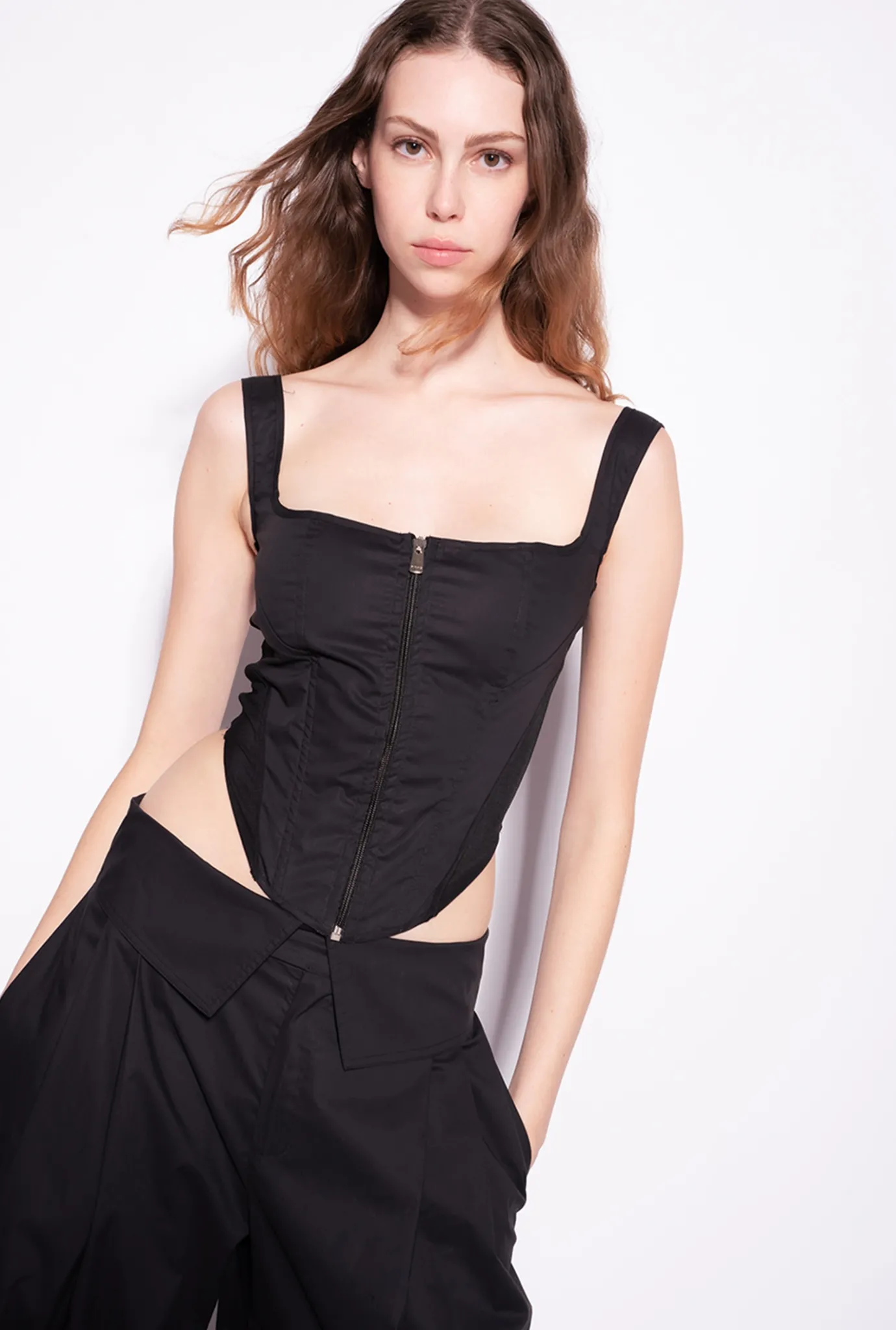 Topwear|PINKO Bustier En Popeline Noir Limousine