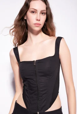 Topwear|PINKO Bustier En Popeline Noir Limousine