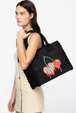 Sacs Cabas|PINKO Cabas De Plage Beach Noir Limousine