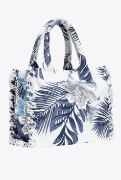 Sacs Cabas|PINKO Cabas De Plage Beach Argent/Bleu Electrique