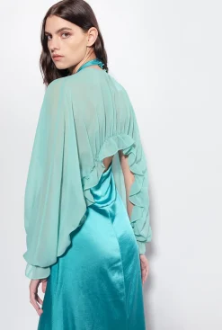 Autres Accessoires|PINKO Cache-Epaules A Volants Bleu Nil