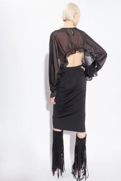 Autres Accessoires|PINKO Cache-Epaules A Volants Noir Limousine