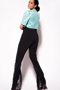 Vestes|PINKO Cache-Epaules En Jacquard Lame Bleu Transparent