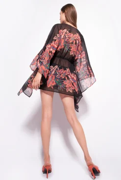 Maillots De Bain|PINKO Caftan A Imprime Floral Multi. Rouge/Noir