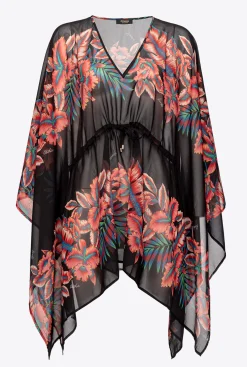 Maillots De Bain|PINKO Caftan A Imprime Floral Multi. Rouge/Noir