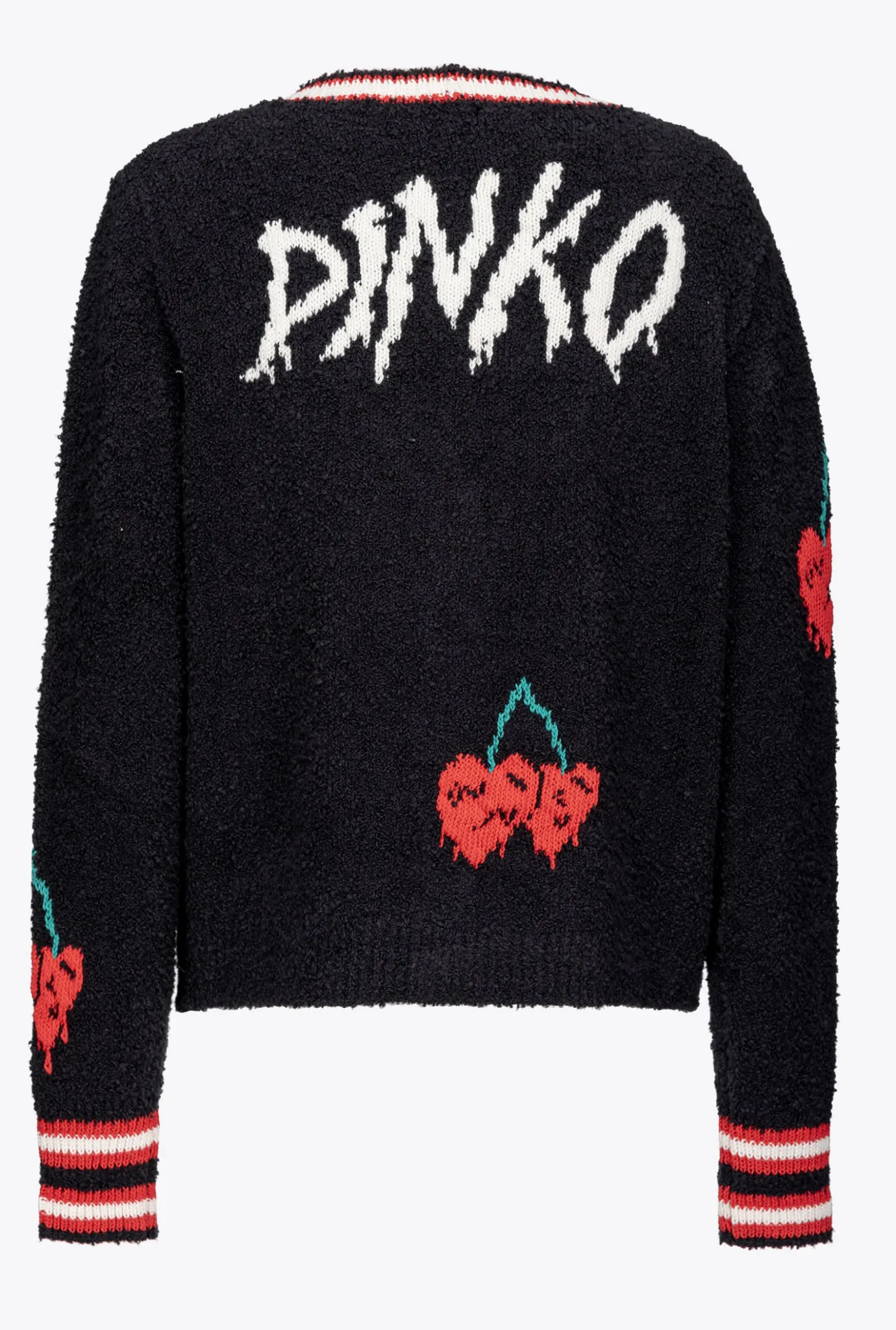 Pièces En Maille|PINKO Cardigan Avec Cerises En Intarsia Multi. Noir/Rouge