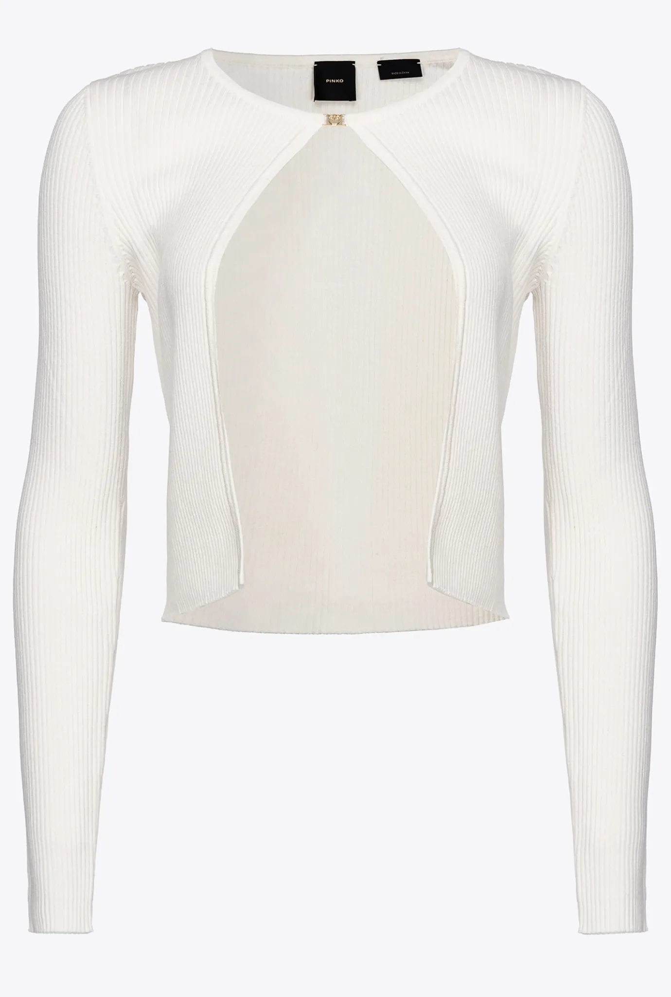 Pièces En Maille|PINKO Cardigan Bord A Bord Cotele Blanc Soie