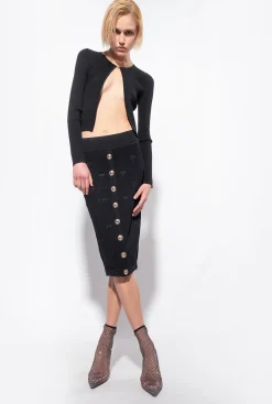 Pièces En Maille|PINKO Cardigan Bord A Bord Cotele Noir Limousine