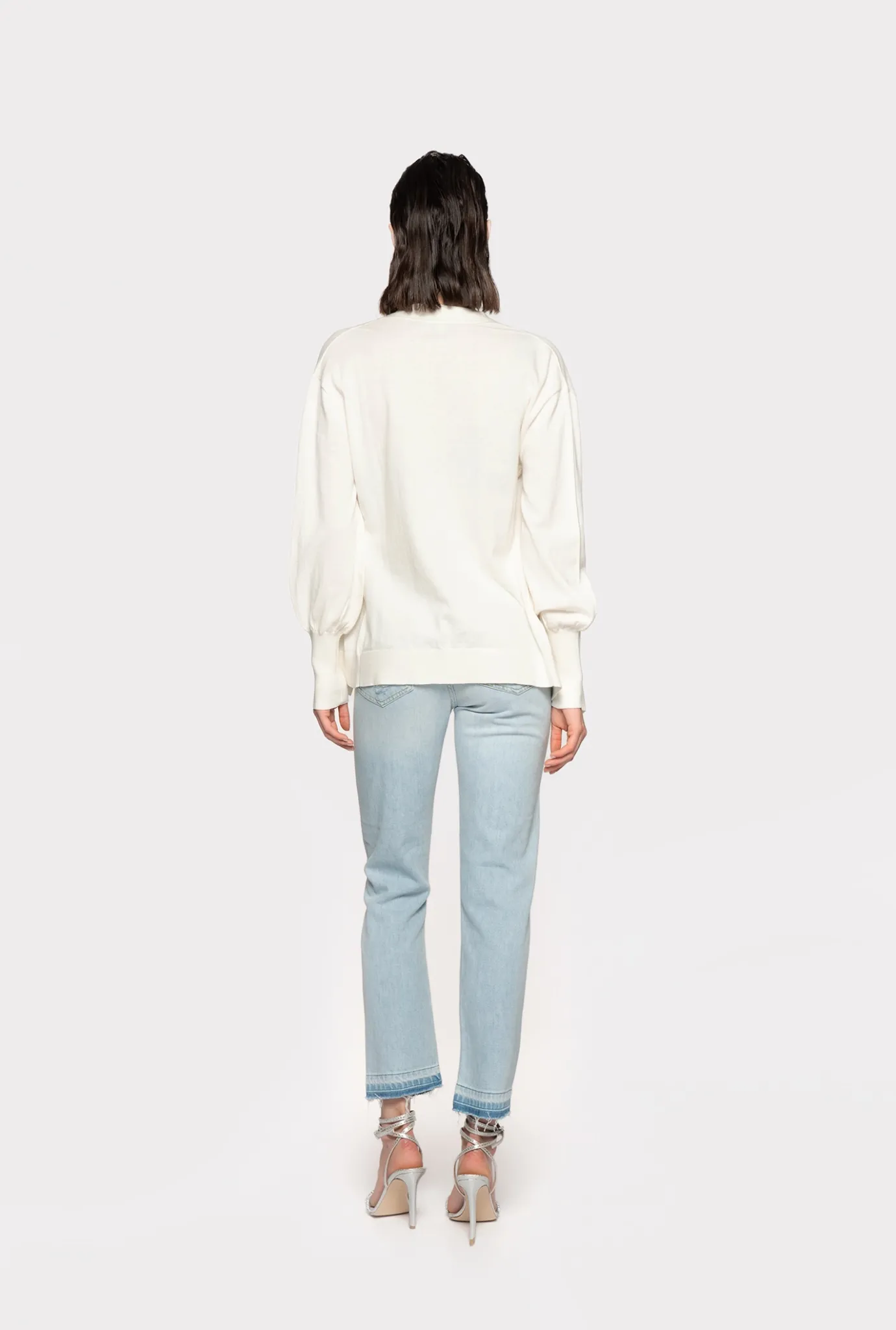Pièces En Maille|PINKO Cardigan Confort A Boutons Bijoux Blanc Soie