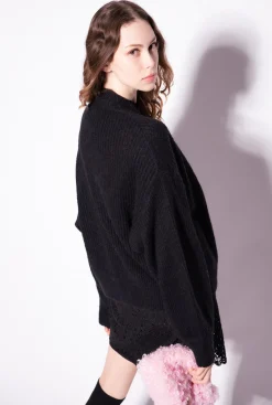Pièces En Maille|PINKO Cardigan Cotele Court Noir Limousine
