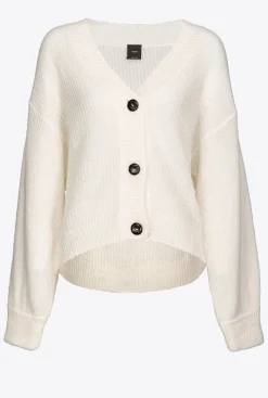 Pièces En Maille|PINKO Cardigan Cotele Court Blanc Soie