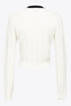 Pièces En Maille|PINKO Cardigan Court A Broderie Cerises Multi. Blanc/Noir/Rouge