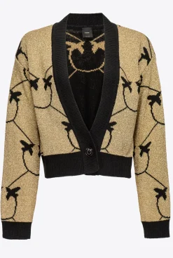 Tailleurs Et Ensembles|PINKO Cardigan Court En Jacquard Monogram Or/Noir