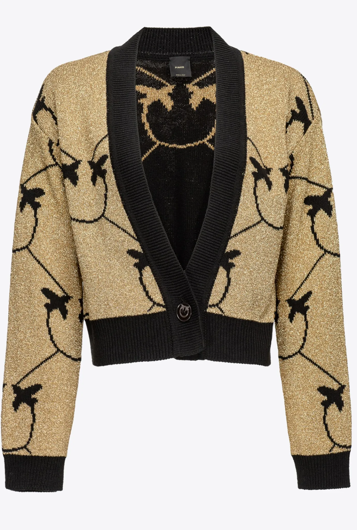 Tailleurs Et Ensembles|PINKO Cardigan Court En Jacquard Monogram Or/Noir