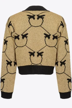 Tailleurs Et Ensembles|PINKO Cardigan Court En Jacquard Monogram Or/Noir
