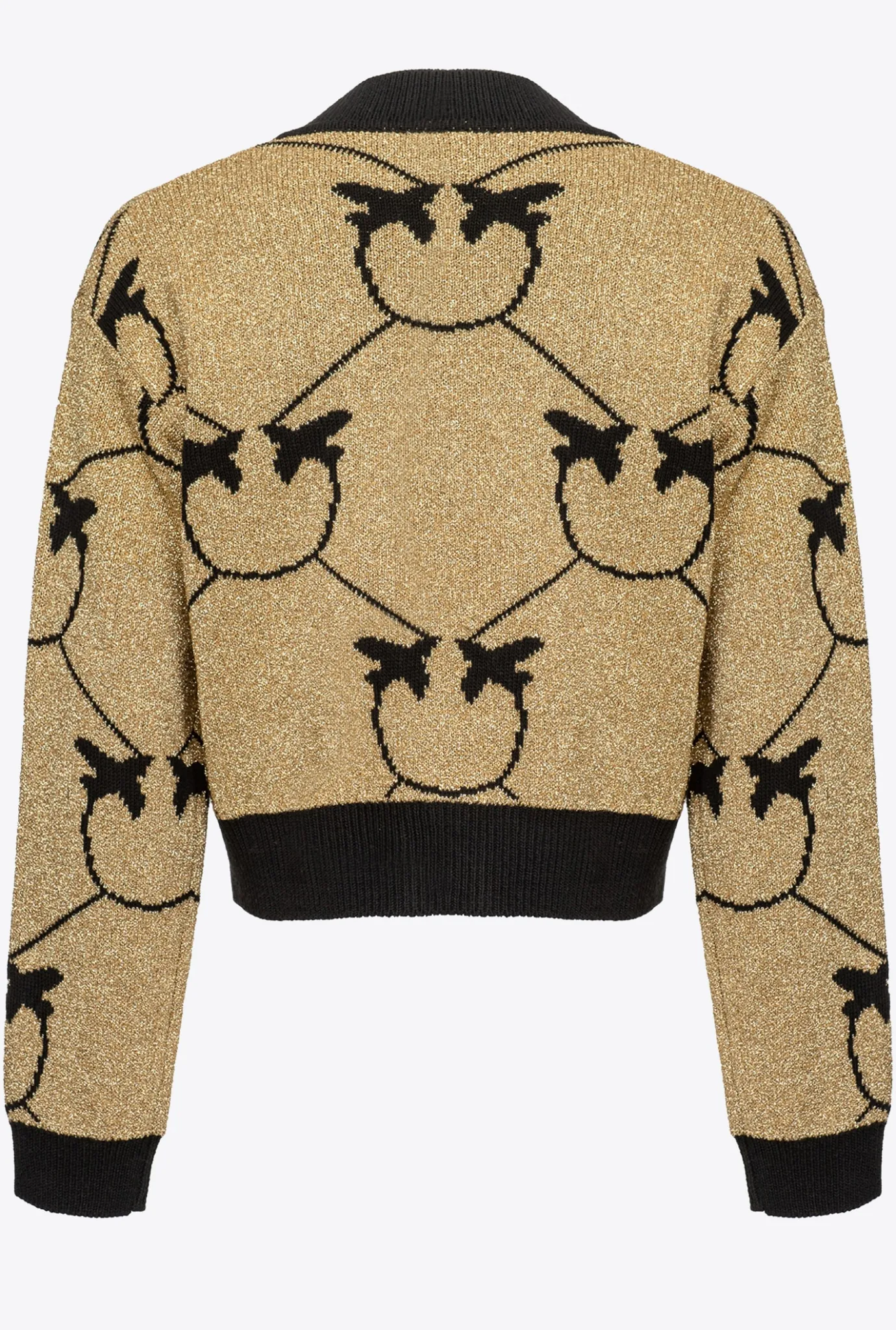 Tailleurs Et Ensembles|PINKO Cardigan Court En Jacquard Monogram Or/Noir