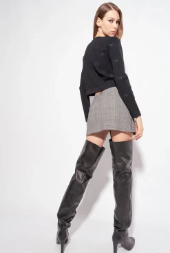 Tailleurs Et Ensembles|PINKO Cardigan Court En Jacquard Love Birds Noir Limousine