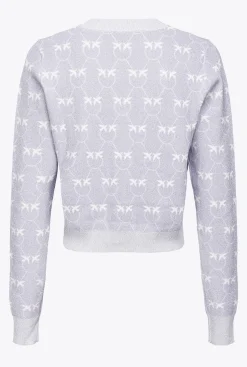 Tailleurs Et Ensembles|PINKO Cardigan Court Monogram Lurex Lilas/Blanc