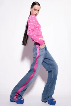 Pièces En Maille|PINKO Cardigan Cropped En Jacquard Monogram Fuchsia/Rose