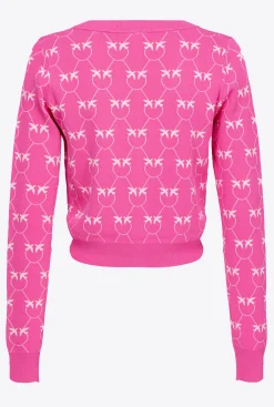 Pièces En Maille|PINKO Cardigan Cropped En Jacquard Monogram Fuchsia/Rose