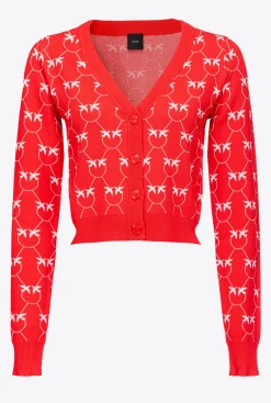 Tailleurs Et Ensembles|PINKO Cardigan Cropped En Jacquard Monogram Rouge/Rose