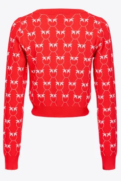 Tailleurs Et Ensembles|PINKO Cardigan Cropped En Jacquard Monogram Rouge/Rose