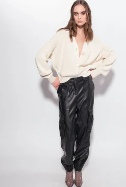 Pièces En Maille|PINKO Cardigan En Cotes Anglaises Rose Fume Blanc